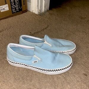 Vans Slip-On Cool Blue & Checkerboard Skate Shoes